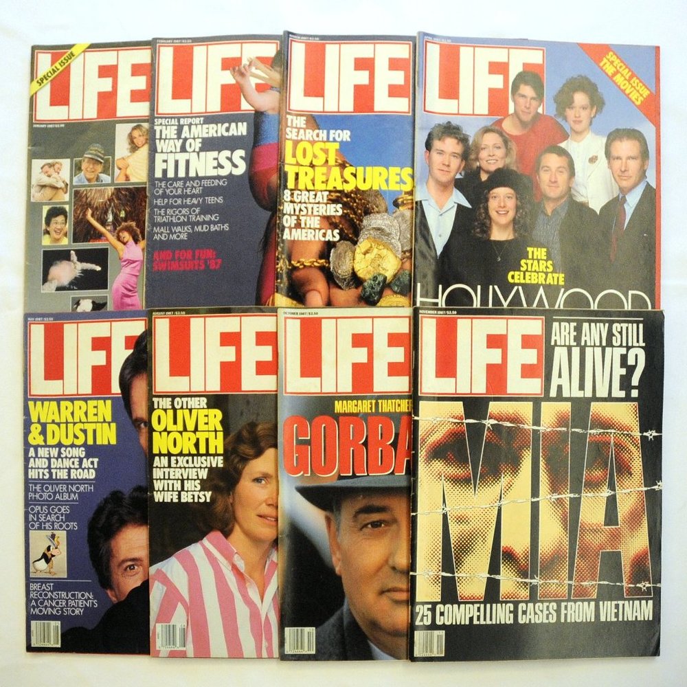 VTG 1987 LIFE Magazines Your CHOICE Hollywood WarrenDustin MIA's Gorbachev North